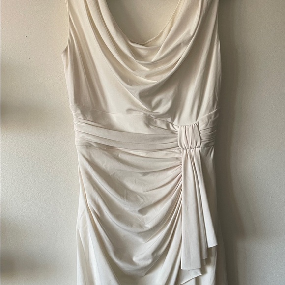 WHITE HOUSE BLACK MARKET cream cowl neck draped dress 6 - Picture 4 of 6